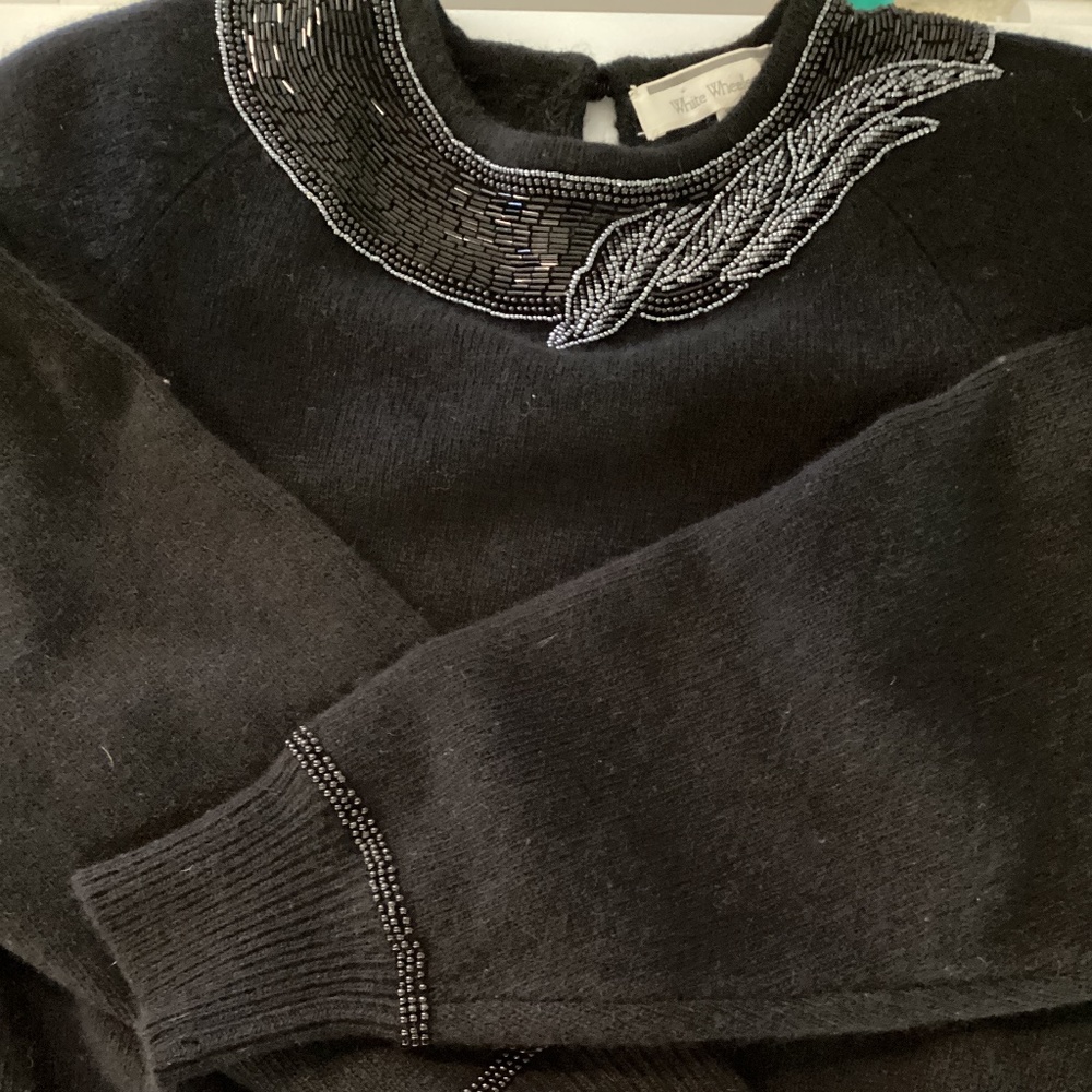 Vintage lambs wool and angora sweater with beading